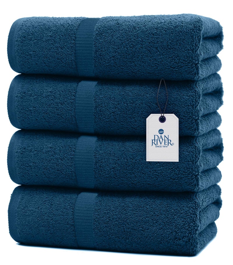DAN RIVER 4 Pack Cotton Bath Towels â€“ 24x48 Inches, Lightweight, Super Absorbent, Quick Drying, Soft & Durable Thick Bathroom Towels Set for Home, Gym and Spa, Opal Blue - Image 1